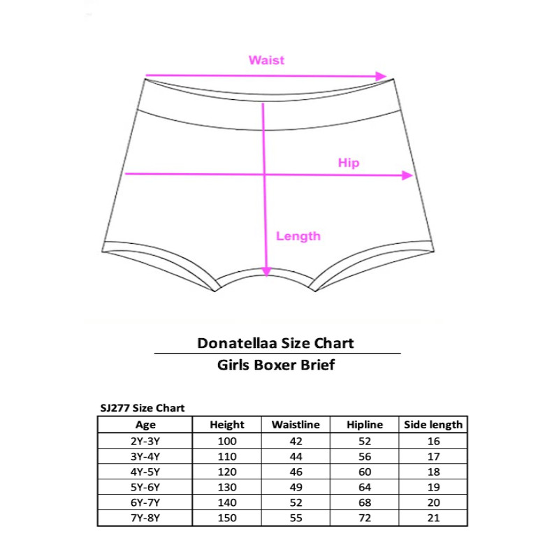 Girls Underwear Pack of 4 Combed Cotton Boxer Briefs SJ277 Moon Princess H806